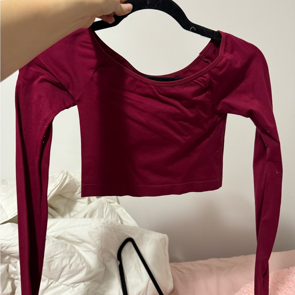 Red cropped long sleeve